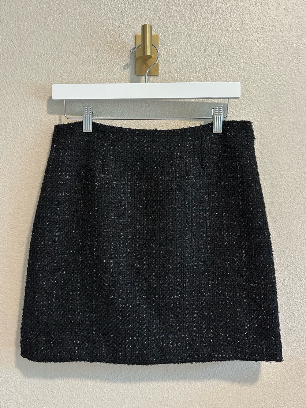☀️ CeCe Black Metallic Tweed A-Line Mini Skirt